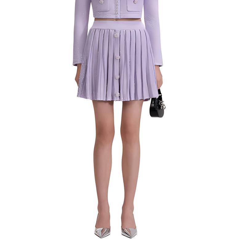 (Women) Self-Portrait  Pleated Ballet A-line Mini Skirt Lilac Purple. SWF343M00700 圖 3