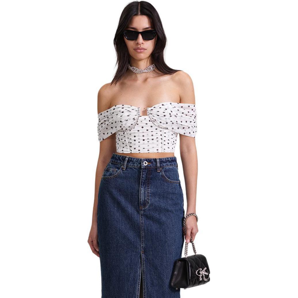 Shop (W) Self-Portrait 波點一字肩無袖時尚奢華上衣 SWF343C00100