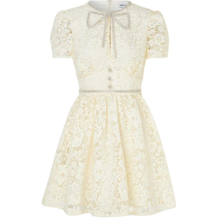 (Women) Self-Portrait  Puff Sleeve White Mini Dress JVM1683259107027