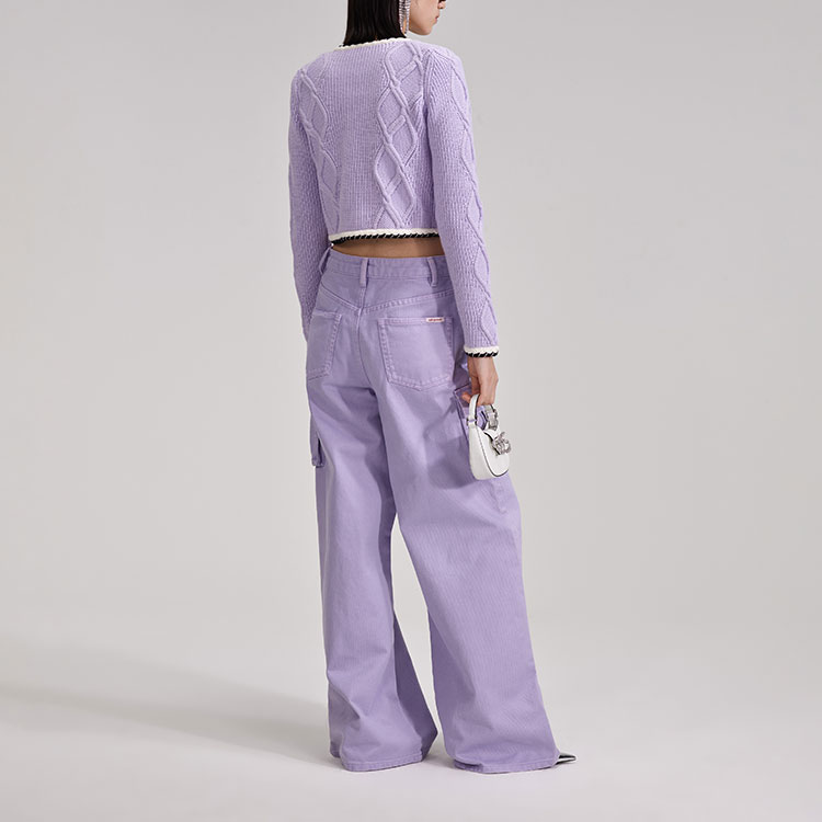 Shop (W) Self-Portrait Ungu Baju Sejuk Kardigan Lengan Panjang Kain Wool Berleher V. SWF343M01600609