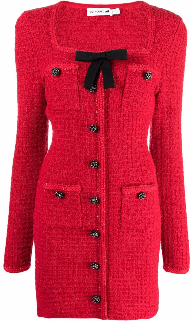 women-self-portrait-red-knitted-bow-detail-buttoned-long-sleeve-dress-rs-24912-sr