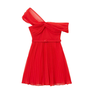(Women) Self-Portrait Red Off-Shoulder Sleeveless Mini Dress. SWF353Y04800