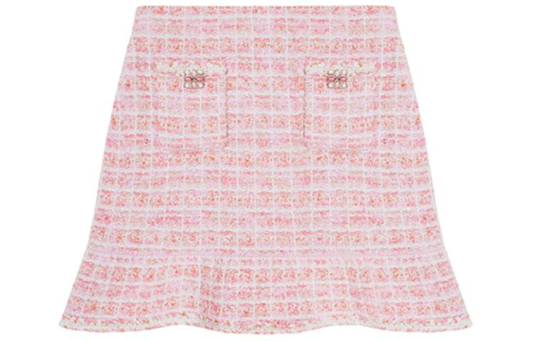 (Women) Self-Portrait  Red Pink Plaid Knit Bodycon Casual Mini Skirt. SWF352M04800 圖 2