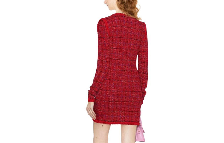 (Women) Self-Portrait  Red Plaid Knit Long-Sleeve Dress Lunar New Year Edition. AW22155RED 圖 4