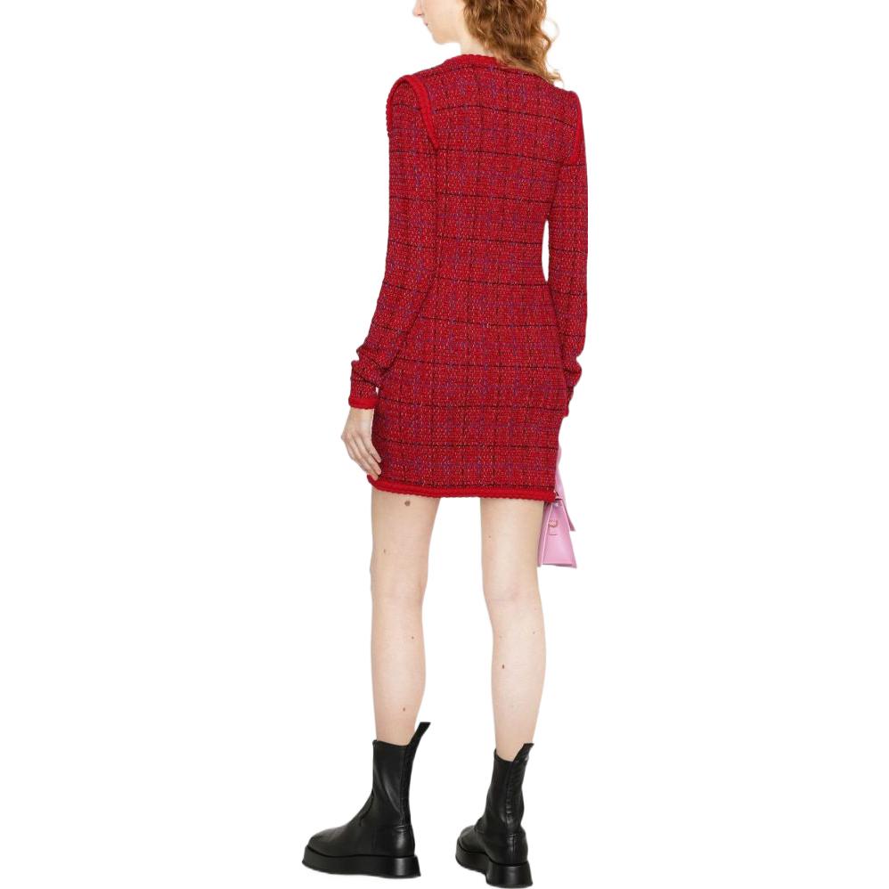 (Women) Self-Portrait  Red Plaid Knit Long-Sleeve Dress Lunar New Year Edition. AW22155RED 圖 6