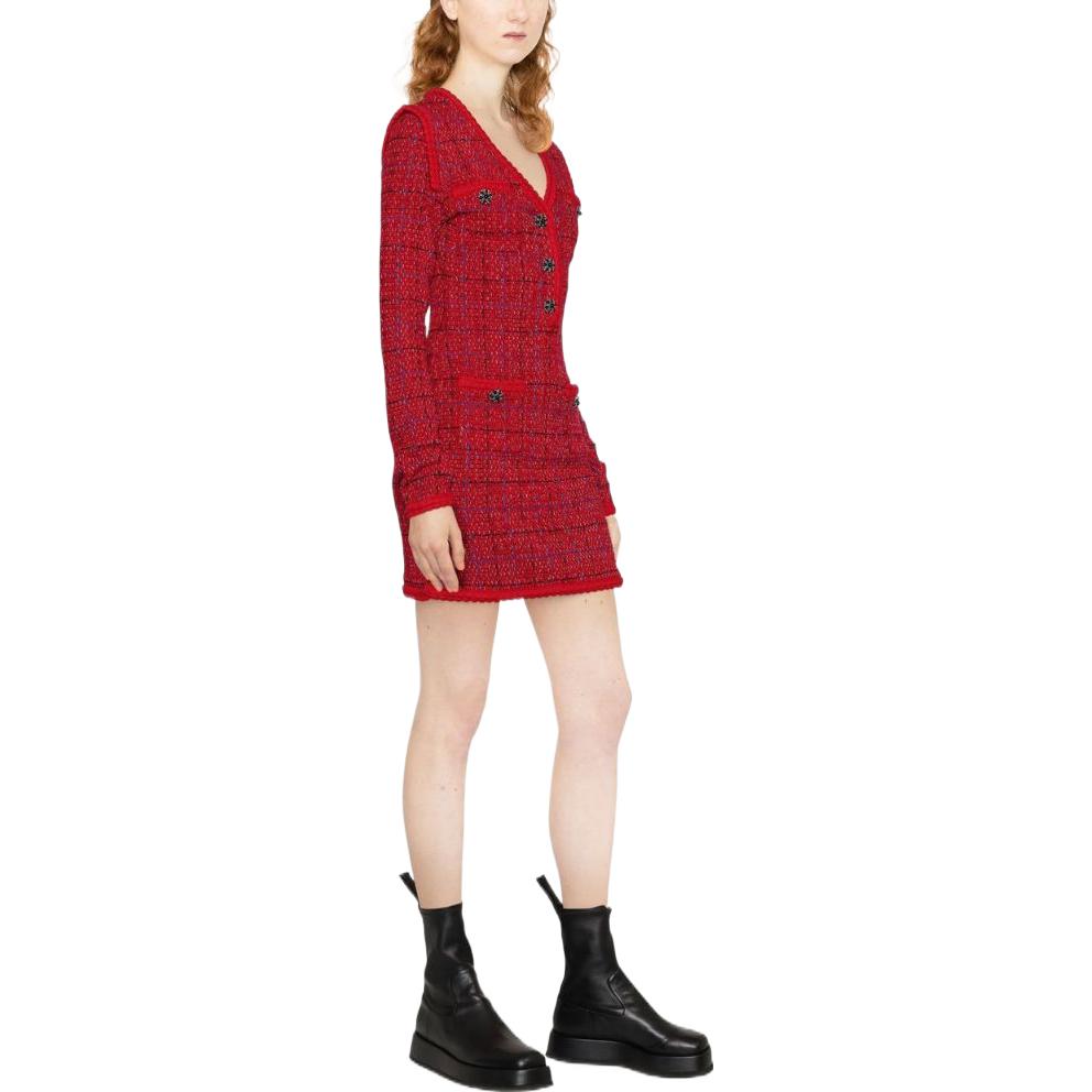 (Women) Self-Portrait  Red Plaid Knit Long-Sleeve Dress Lunar New Year Edition. AW22155RED 圖 7