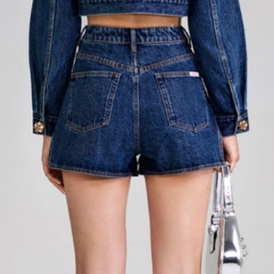 (W) セルフポートレート レトロ ハイウエスト サイドスリット デニムショーツ - ブルー SWF342K01300 Details for (W) セルフポートレート レトロ ハイウエスト サイドスリット デニムショーツ - ブルー SWF342K01300