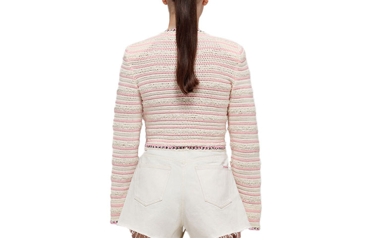 Lookbook (W) Self-Portrait 復古條紋V領羊毛衫-白粉混色款 SWF332M07000