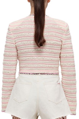 (W) Self-Portrait 復古條紋V領羊毛衫-白粉混色款 SWF332M07000 Lookbook (W) Self-Portrait 復古條紋V領羊毛衫-白粉混色款 SWF332M07000