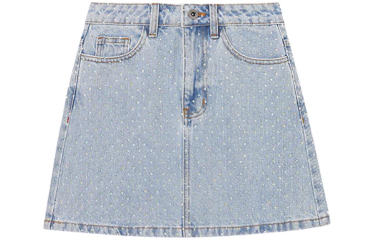 (Women) Self-Portrait  Rhinestone Denim A-Line Skirt Light Blue Jean Skirt SWF352Q03400 圖 2
