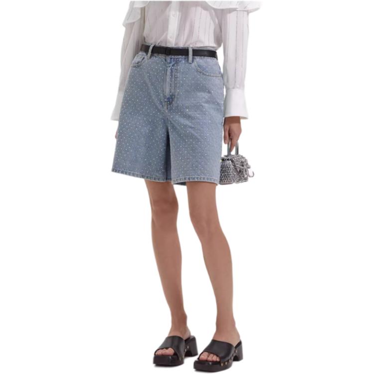 Purchase (W) Self-Portrait Seluar Pendek Denim Rhinestone High-Waist Gaya Moden dan Chic. SWF352K02700