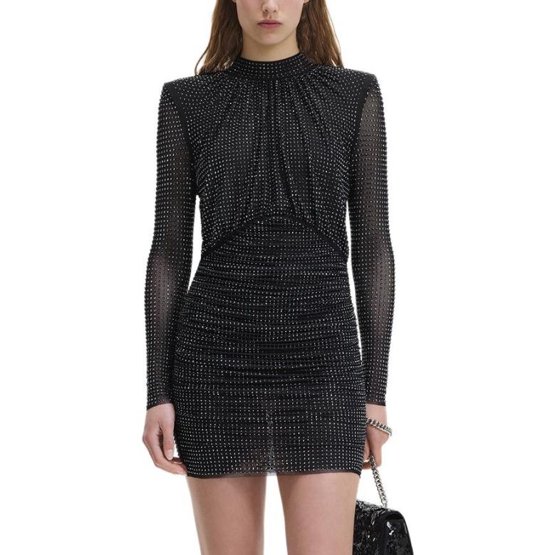 (Women) Self-Portrait  Rhinestone Long Sleeve Black Bodycon Dress SWF344Y13900 圖 3
