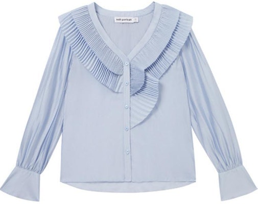 (W) Self-Portrait 荷葉領長袖襯衫 - 霧藍色 SWF353C00100 Buy (W) Self-Portrait 荷葉領長袖襯衫 - 霧藍色 SWF353C00100