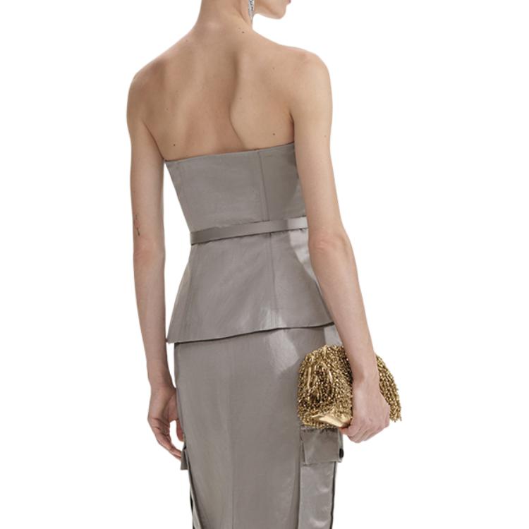 Shop (W) セルフポートレート サテンバスティエ ダークグレーブラウン 固色. SWF353B00400