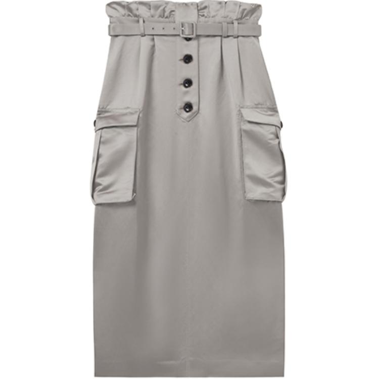 (Women) Self-Portrait  Satin Utility Midi Skirt - Slim Fit, Dark Grey Brown. SWF353Q00200 圖 2