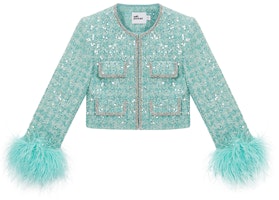 (Women) Self-Portrait Sequin Feather Sleeve Jacket Green - Year of the Dragon Series SWF351T00400 (Women) Self-Portrait Sequin Feather Sleeve Jacket Green - Year of the Dragon Series SWF351T00400