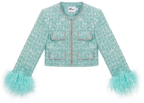 (W) Self-Portrait 羽毛亮片袖外套 綠色 - 龍年系列 SWF351T00400 Buy (W) Self-Portrait 羽毛亮片袖外套 綠色 - 龍年系列 SWF351T00400