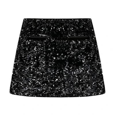 (Women) Self-Portrait Sequin Knit Skirt Classic Black. SWF351Q01600