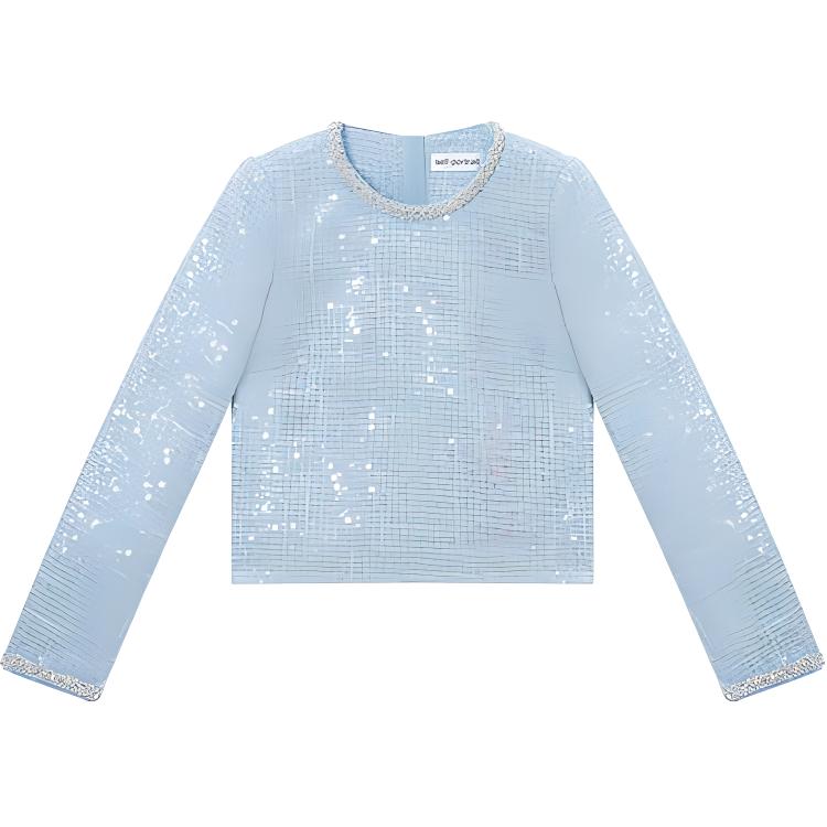 (Women) Self-Portrait  Sequin Knit Sweater in Misty Blue. SWF351C01500