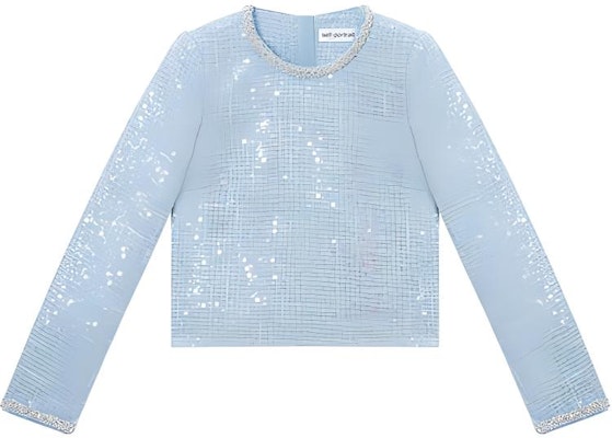 (W) Self-Portrait Sequin Knit Sweater Biru Misty. SWF351C01500 Order (W) Self-Portrait Sequin Knit Sweater Biru Misty. SWF351C01500