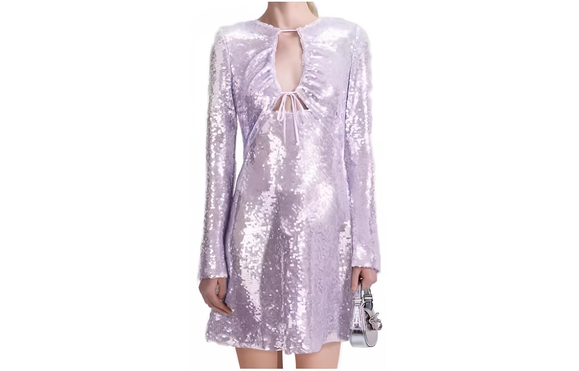 (Women) Self-Portrait  Sequin Mermaid Long Sleeve Dress in Lilac Purple SWF343Y07500 圖 2