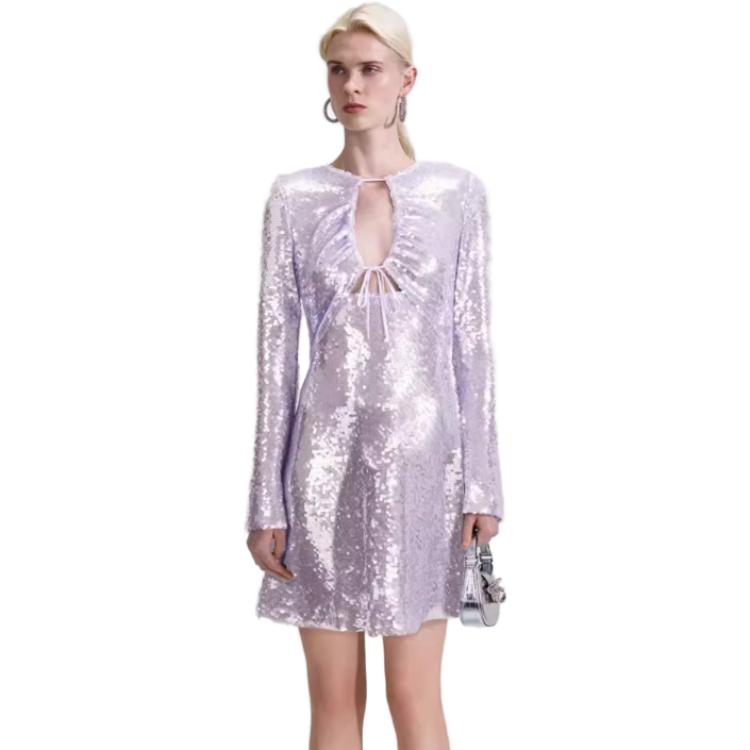 (Women) Self-Portrait  Sequin Mermaid Long Sleeve Dress in Lilac Purple SWF343Y07500 圖 5