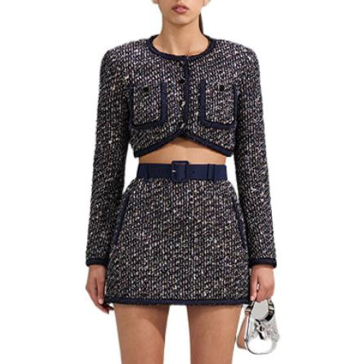 Lookbook (W) Self-Portrait 亮片粗花呢混紡休閒迷你裙 SWF341Q00100