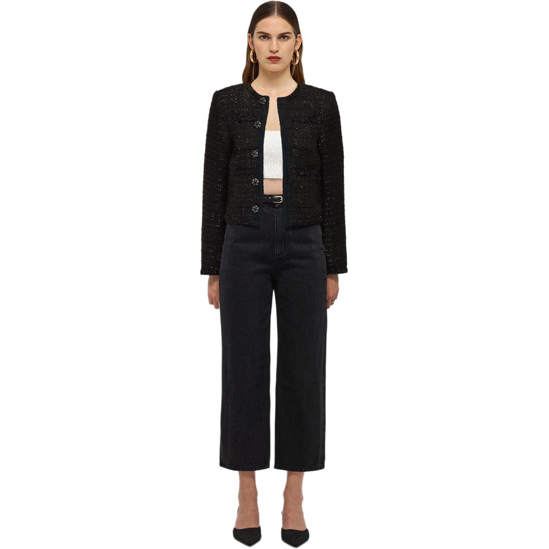 (Women) Self-Portrait  Short Classic Black Button-Up Jacket. SWF336T00600