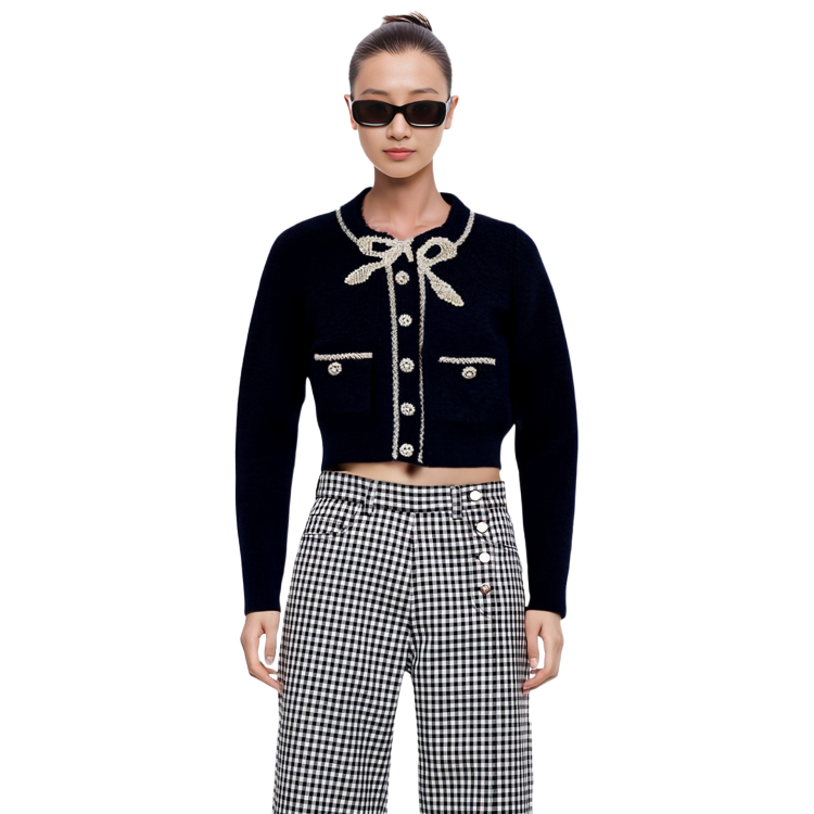 Sizing (W) Self-Portrait 短版針織開衫毛衣 - 香奈兒風格 SWF344M05900