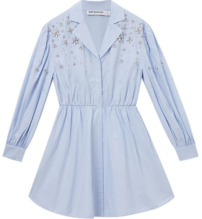 women-self-portrait-short-long-sleeve-dress-with-embellished-collar-mist-blue-swf-353-y02200