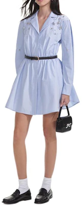 (Women) Self-Portrait Short Long-Sleeve Dress with Embellished Collar Mist Blue SWF353Y02200 Shop (Women) Self-Portrait Short Long-Sleeve Dress with Embellished Collar Mist Blue SWF353Y02200