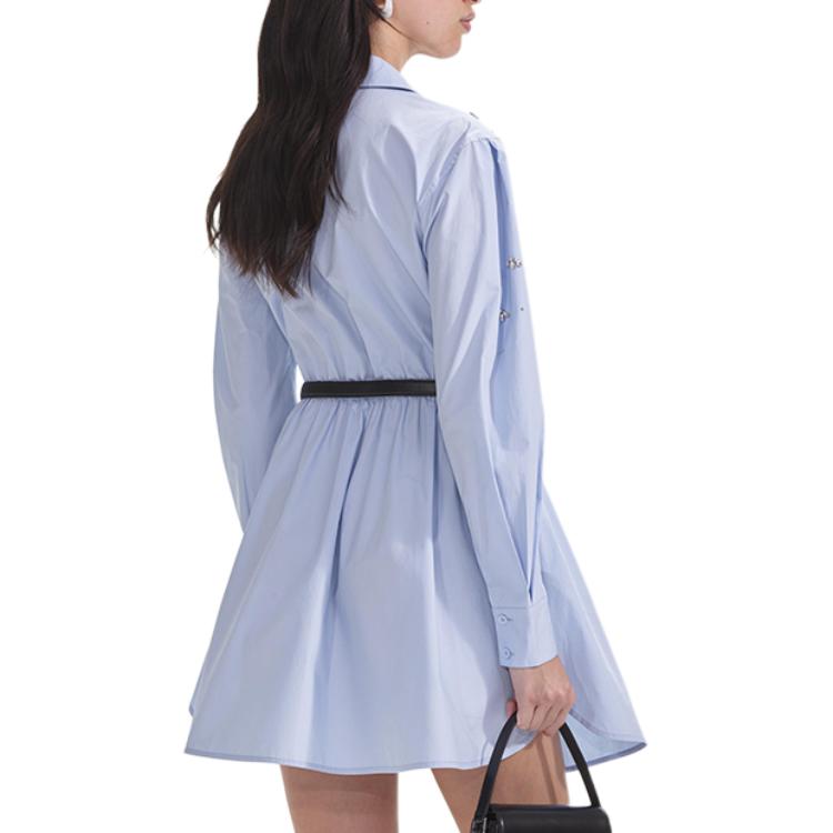 Purchase (Women) Self-Portrait  Short Long-Sleeve Dress with Embellished Collar Mist Blue SWF353Y02200