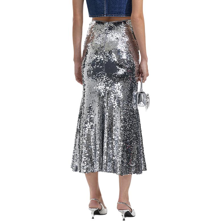 (Women) Self-Portrait  Silver Sequin Flared Midi Skirt Casual SWF351Q01900 圖 5