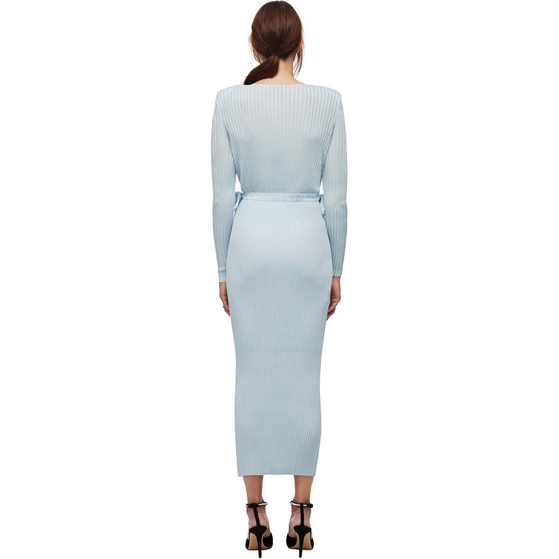 (Women) Self-Portrait  Sky Blue High-Waist Knit Long Sleeve Midi Dress. SWF325M06100 圖 4