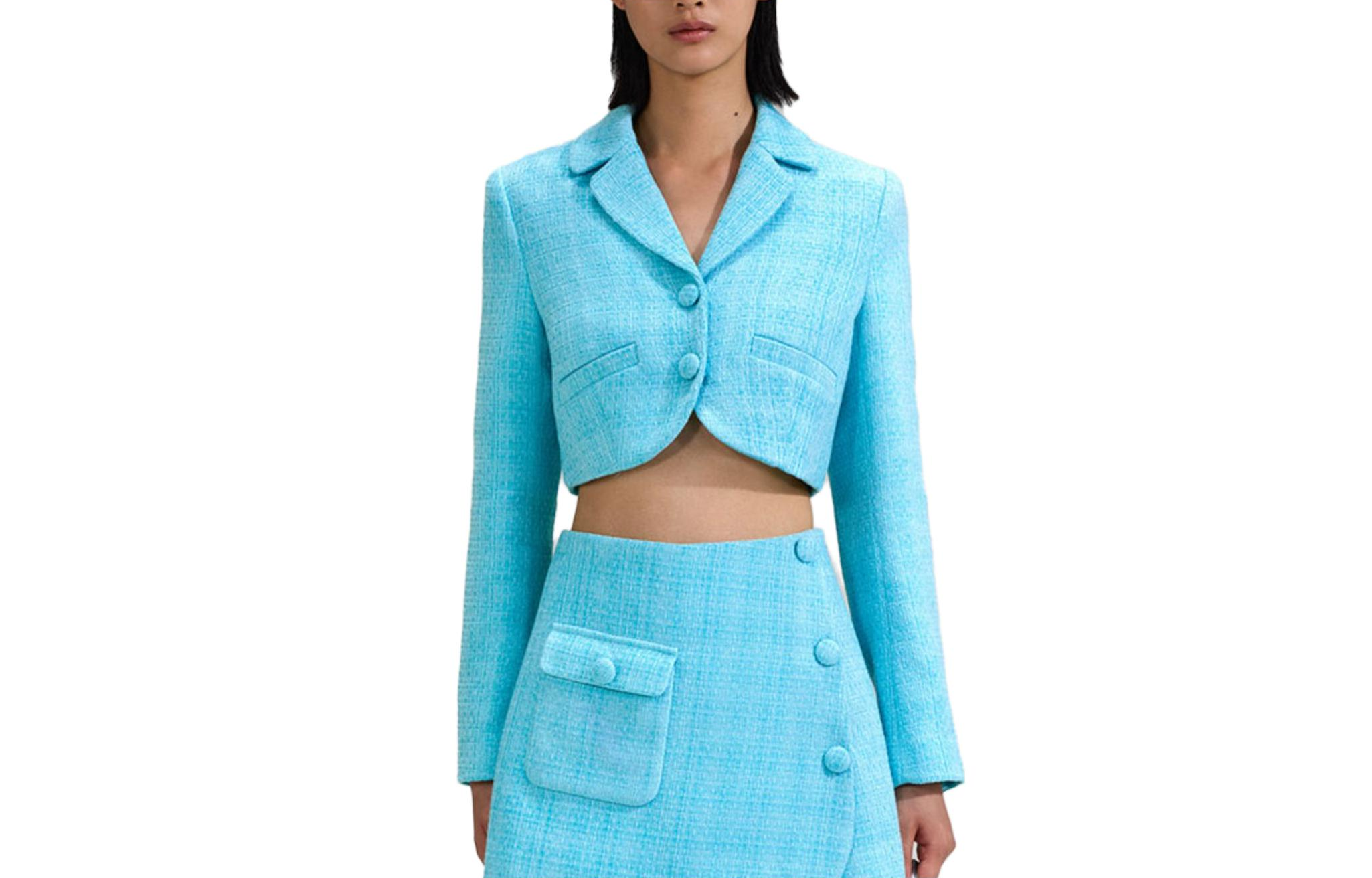 (Women) Self-Portrait  Sky Blue V-Neck Button Cardigan. SWF342T01100