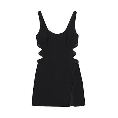 (Women) Self-Portrait Sleeveless Black Mini Dress with U-Neckline. SWF352Y22100