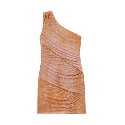 (Women) Self-Portrait Sleeveless Colorblock Embellished Mini Dress - Orange Mix SWF352Y16700