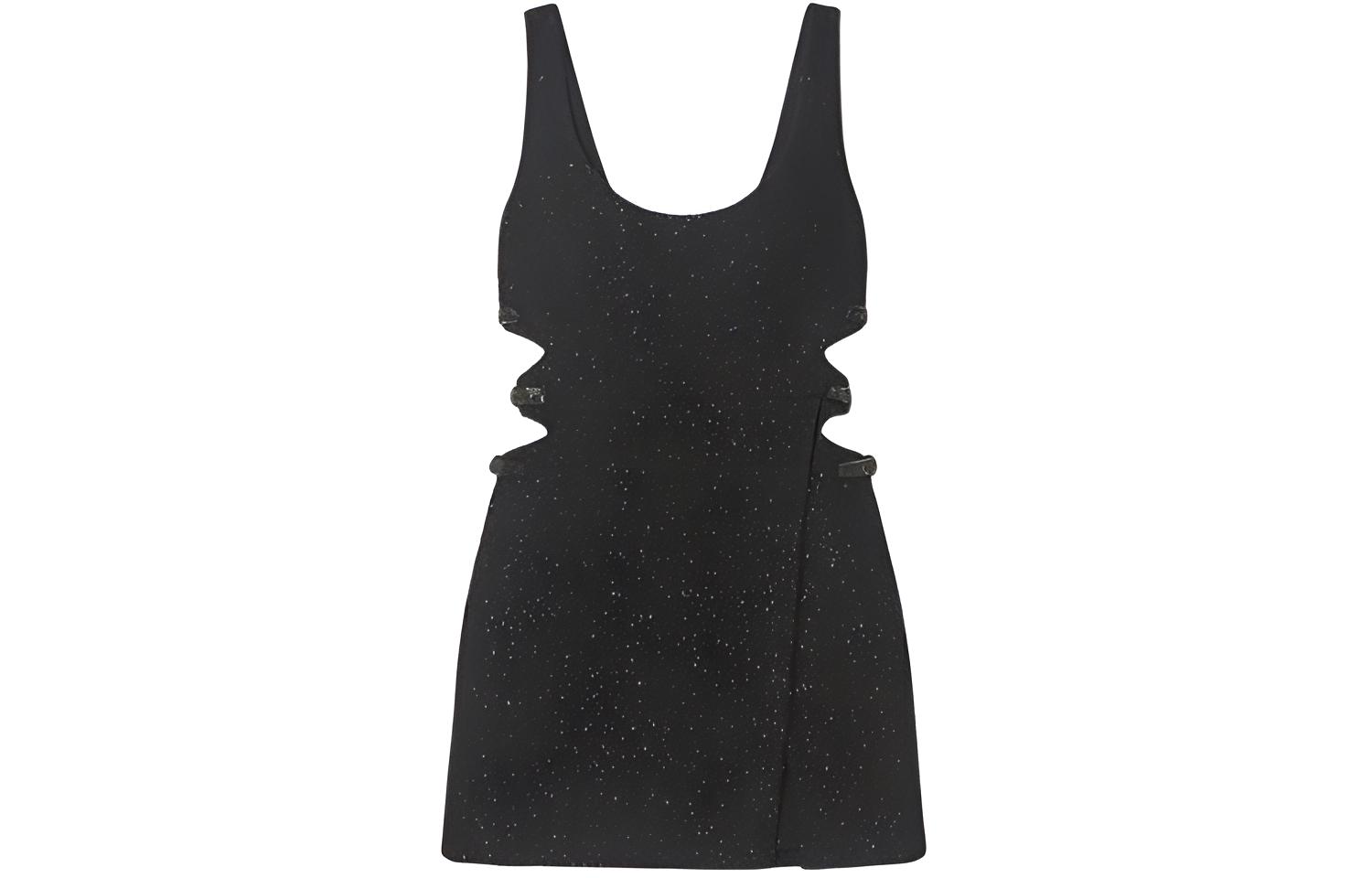 (Women) Self-Portrait  Sleeveless Cut-Out Tweed Dress in Classic Black. SWF352Y14600