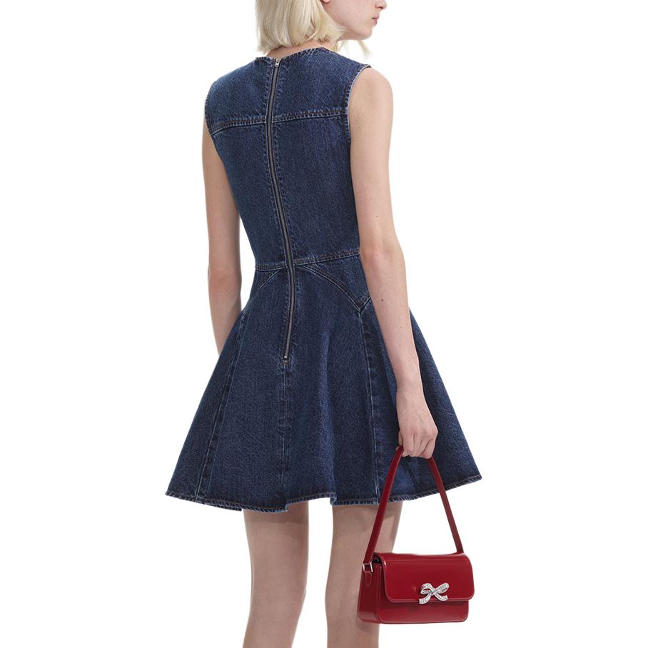 (Women) Self-Portrait  Sleeveless Denim Blue Mini Dress. SWF353Y07000 圖 4