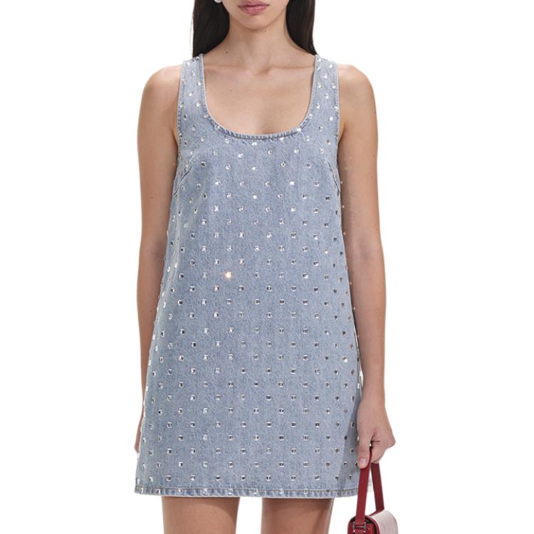 (Women) Self-Portrait  Sleeveless Denim Dress in Light Denim Blue. SWF353Y07200 圖 2