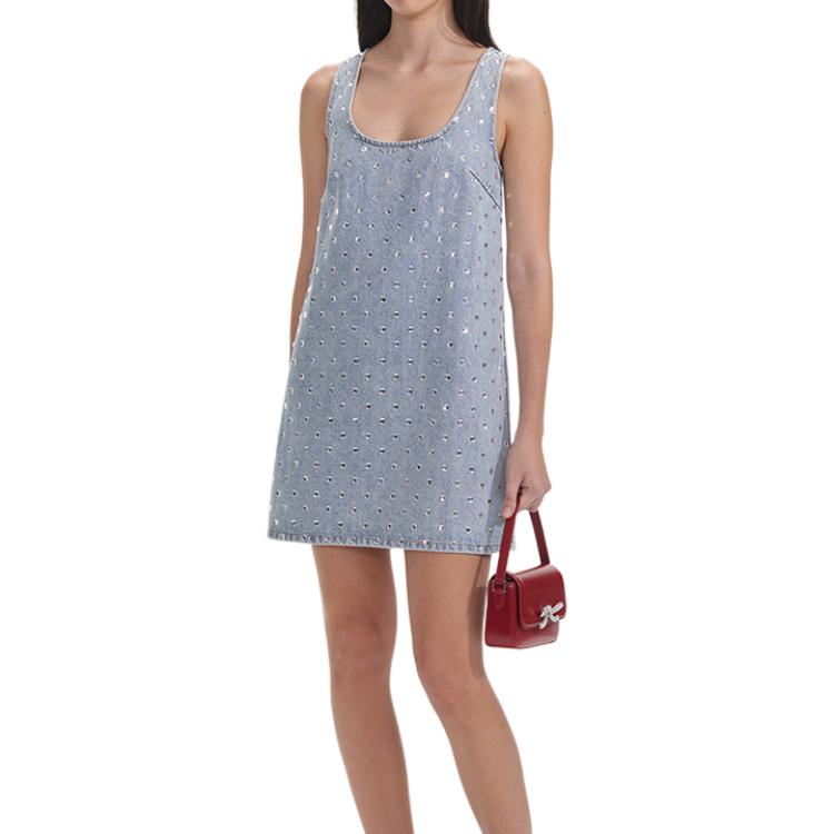 (Women) Self-Portrait  Sleeveless Denim Dress in Light Denim Blue. SWF353Y07200 圖 3