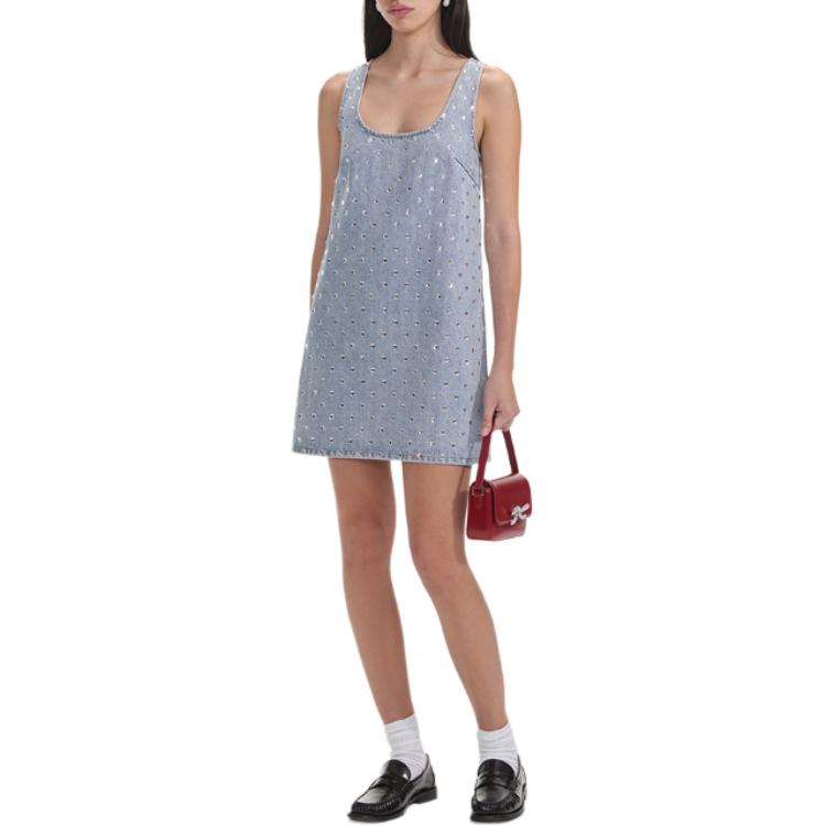 (Women) Self-Portrait  Sleeveless Denim Dress in Light Denim Blue. SWF353Y07200 圖 6