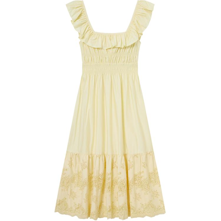 (Women) Self-Portrait  Sleeveless Lace Midi Dress Cream Yellow. SWF352Y19200