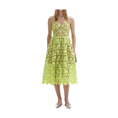 (Women) Self-Portrait Sleeveless Lace Midi Dress in Solid Light Green. SWF352Y27200