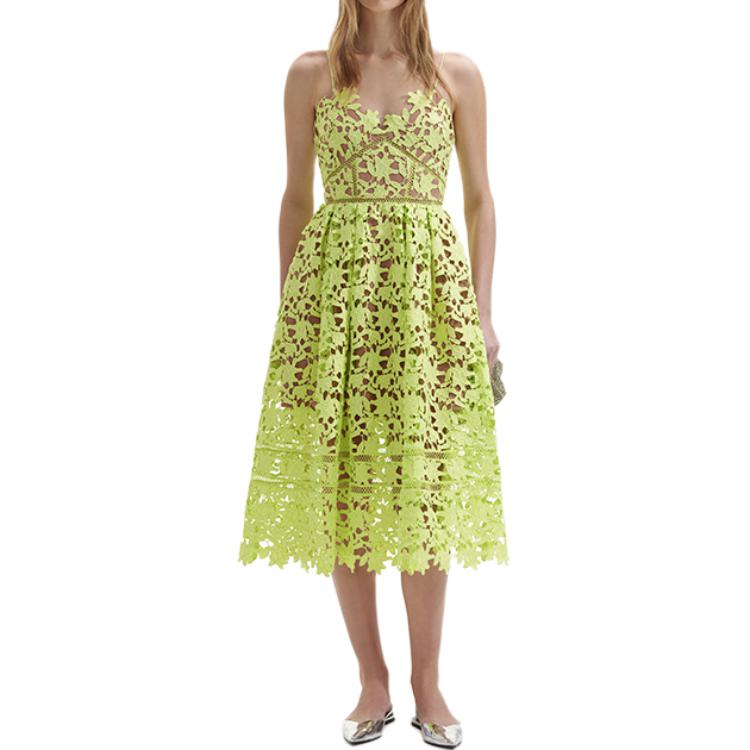 (Women) Self-Portrait  Sleeveless Lace Midi Dress in Solid Light Green. SWF352Y27200 圖 2