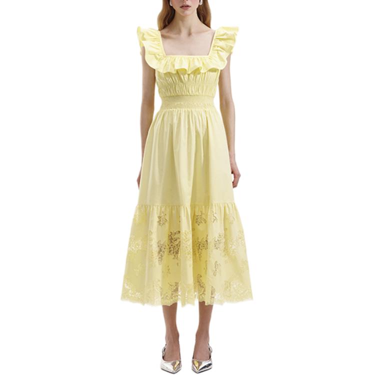 (Women) Self-Portrait  Sleeveless Lace Midi Dress Cream Yellow. SWF352Y19200 圖 3