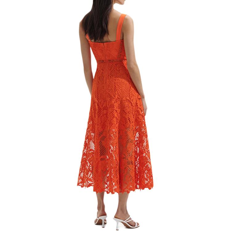 (Women) Self-Portrait  Sleeveless Lace Midi Dress Bright Orange SWF352Y27100 圖 4