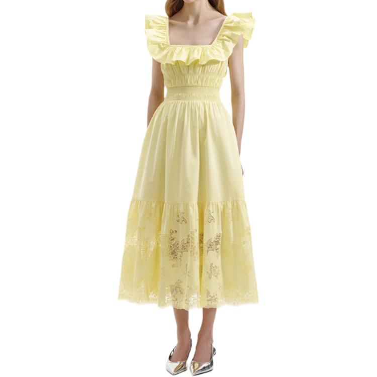 (Women) Self-Portrait  Sleeveless Lace Midi Dress Cream Yellow. SWF352Y19200 圖 4