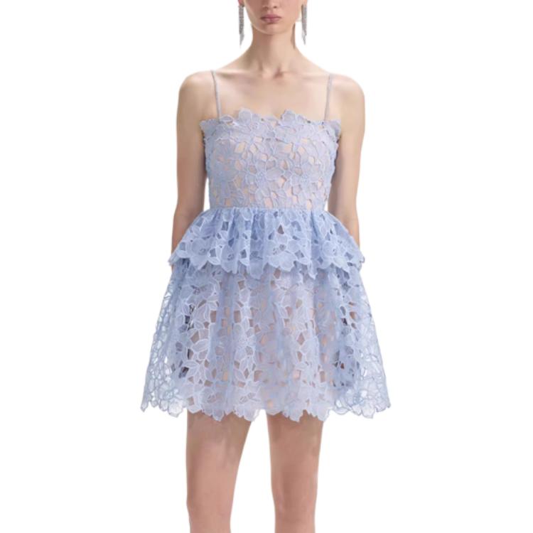 (Women) Self-Portrait  Sleeveless Lace Mini Dress in Misty Blue. SWF353Y02000 圖 5
