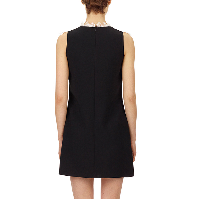 (Women) Self-Portrait  Sleeveless Lace Trim Dress with Rhinestone Details Black/White SWF322Y13300 圖 5